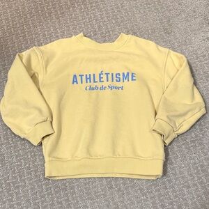 H&M Yellow Sweatshirt with Blue ATHLÉTISME Graphic